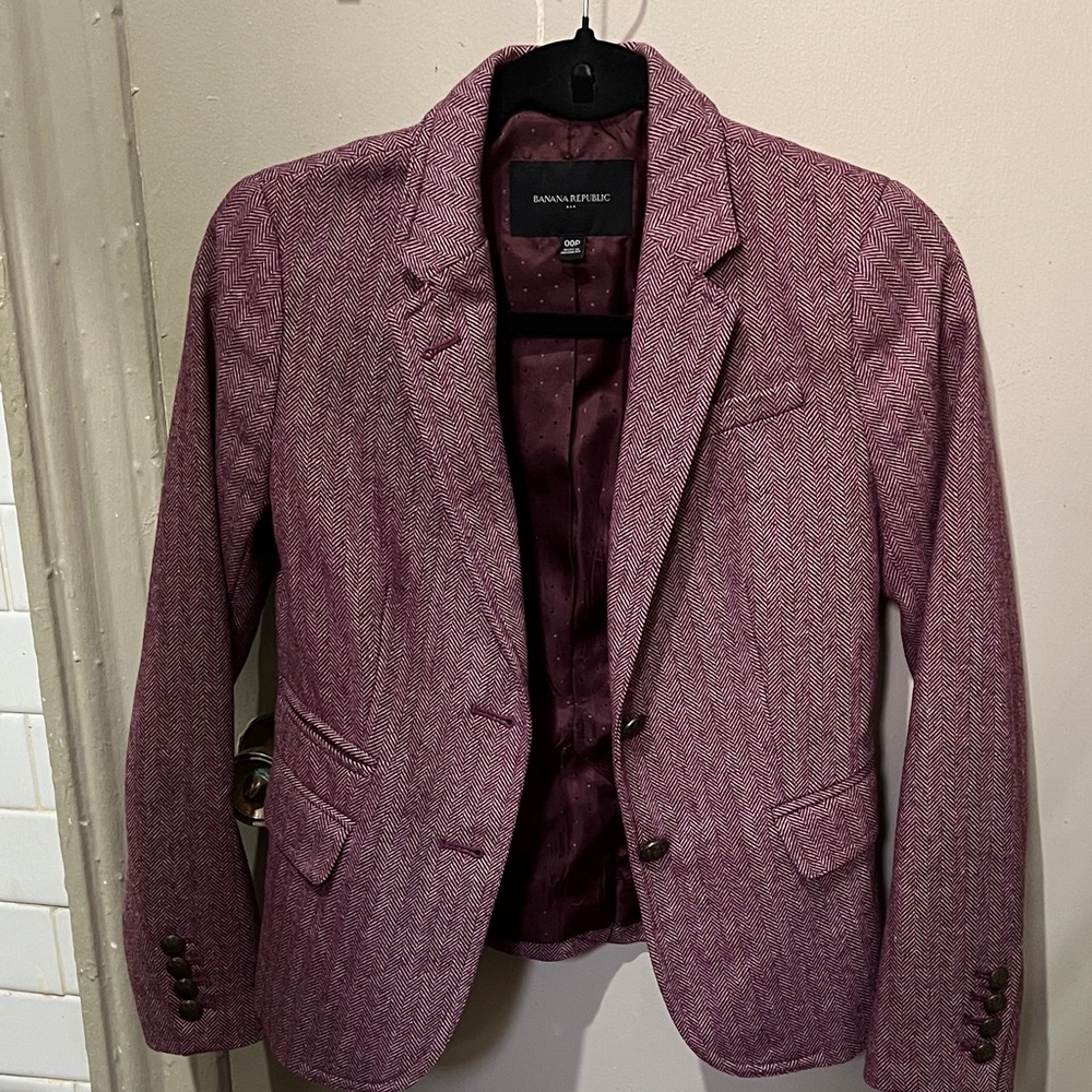 Banana Republic Purple Herringbone Blazer